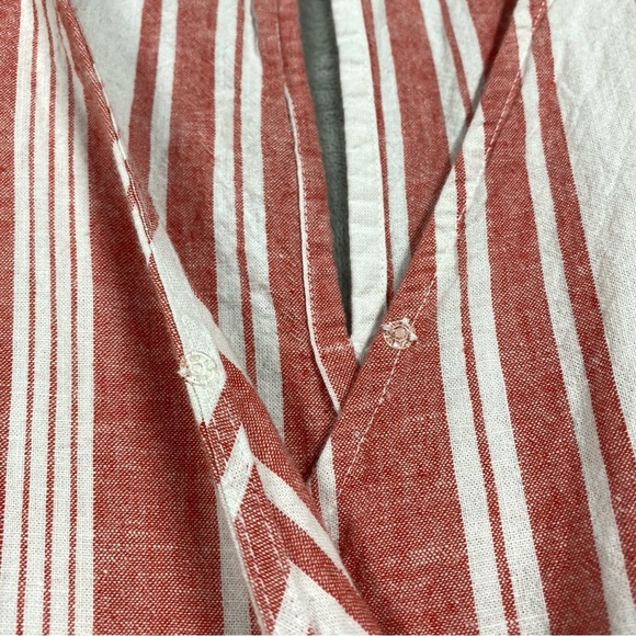 Old Navy Linen Blend Flutter Sleeve Crossover Red Striped Jumpsuit Sz XXL - Picture 3 of 9